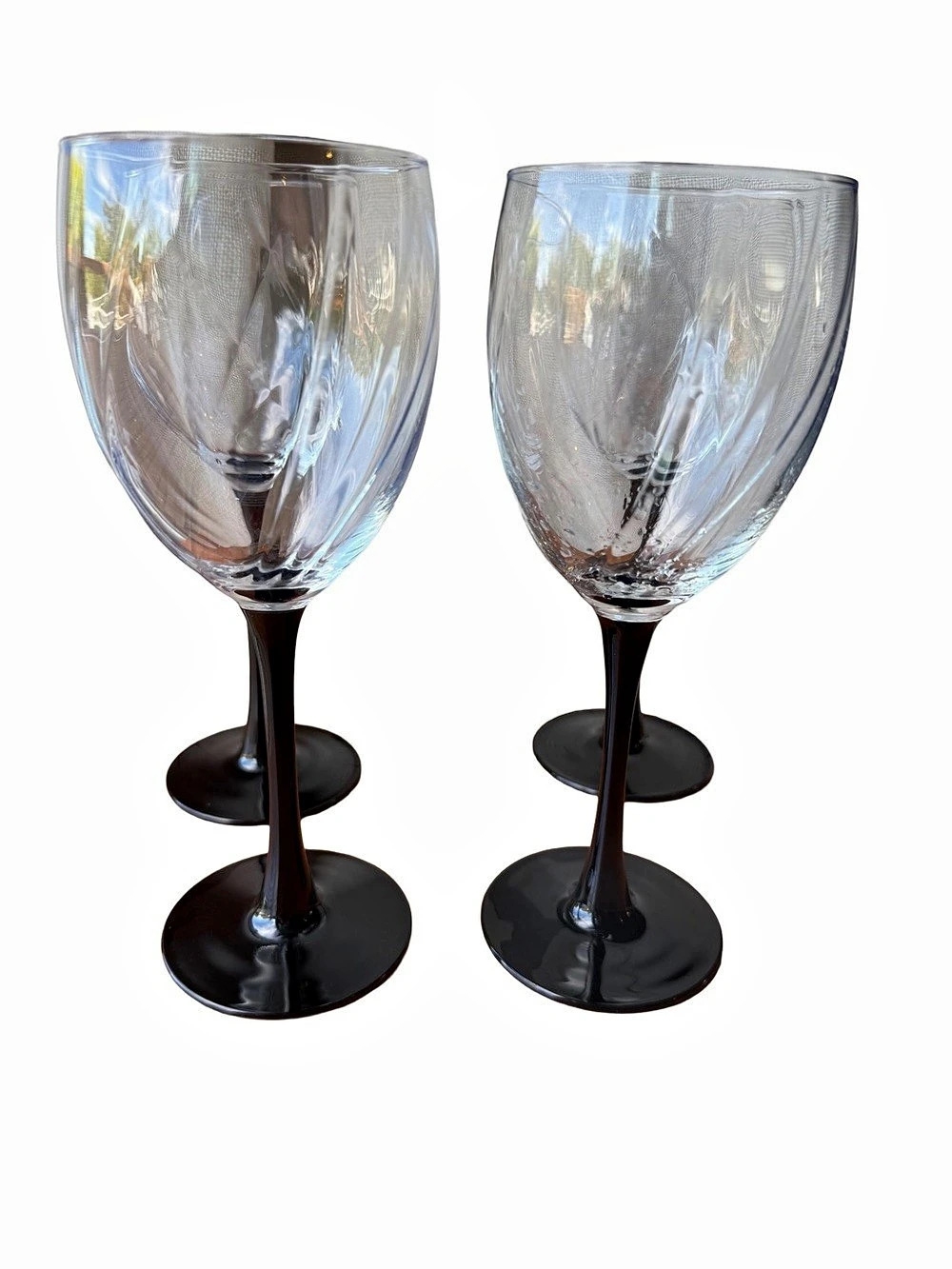 Cristal d'Arques Onyx Black Stem Swirl Wine Glass Glasses